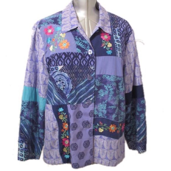 Diane Gilman Patchwork Embroidered Jacket 1X - Picture 1 of 8